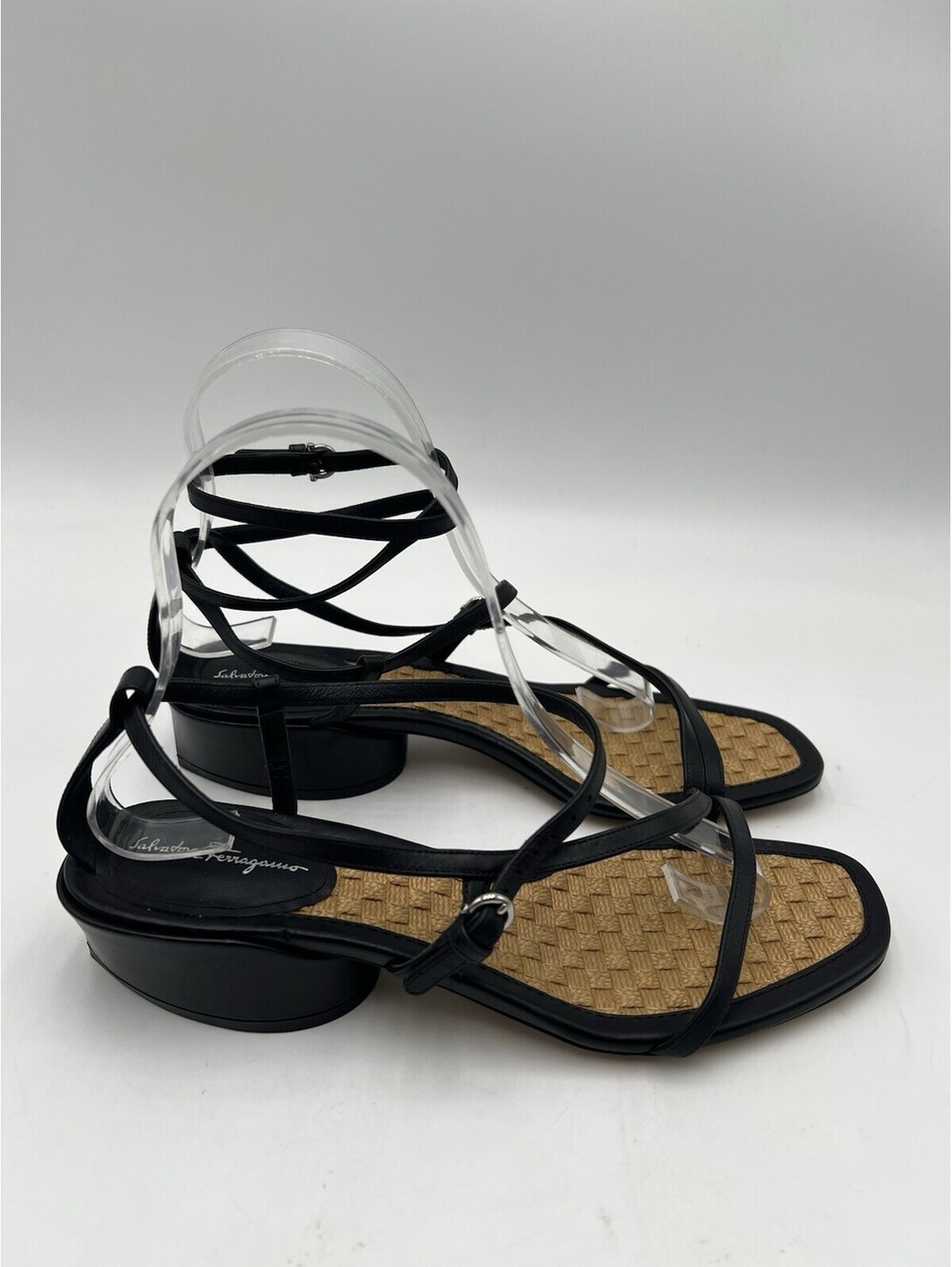 Salvatore Ferragamo Egadi black leather strappy sandals Size 7